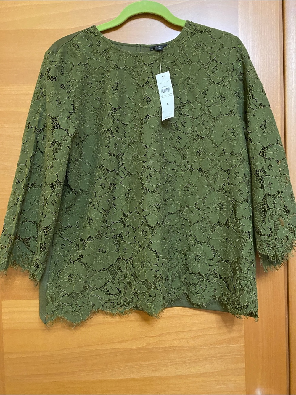 Ann Taylor Olive Green Lace Blouse